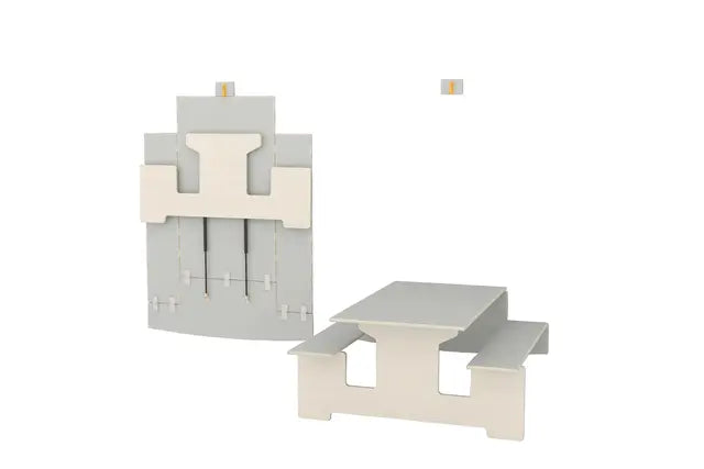 Vegghengt bord med benker