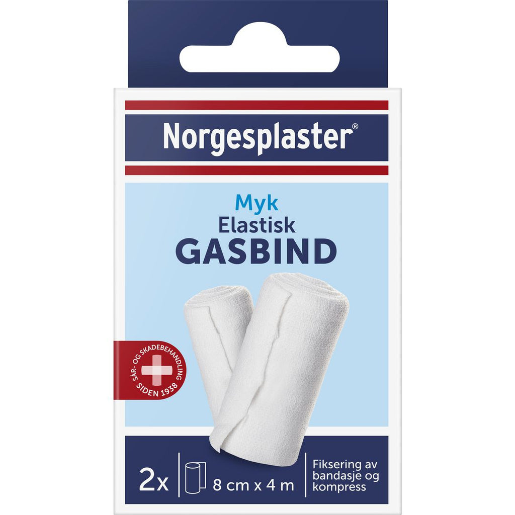 Gasbind NORGESPLASTER Elastisk 8cmx4m(2) - 10 stk