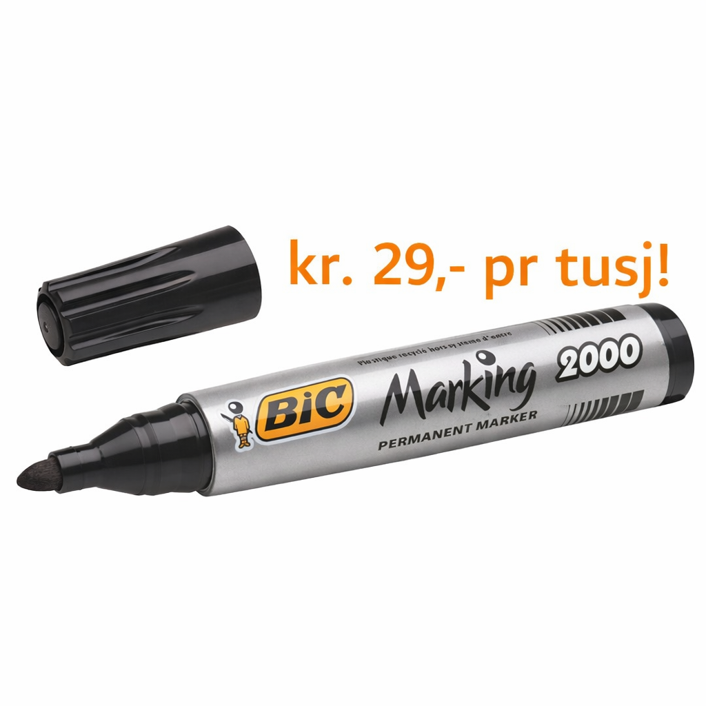 Merkepenn BIC Marking 2000 rund sort - 12 stk