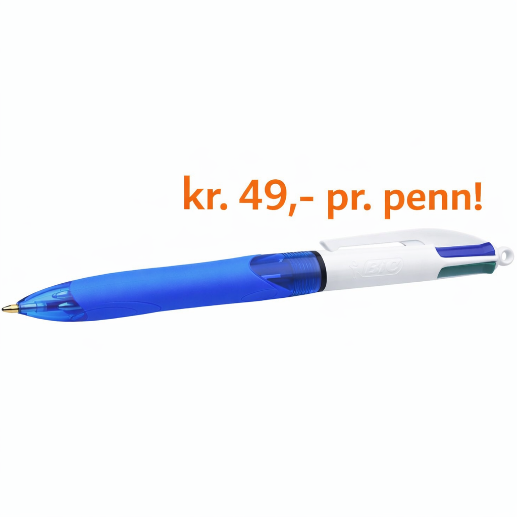 Kulepenn BIC 4 farger M grip - 12 stk