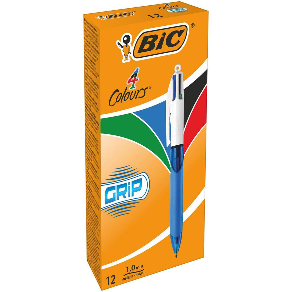 Kulepenn BIC 4 farger M grip - 12 stk