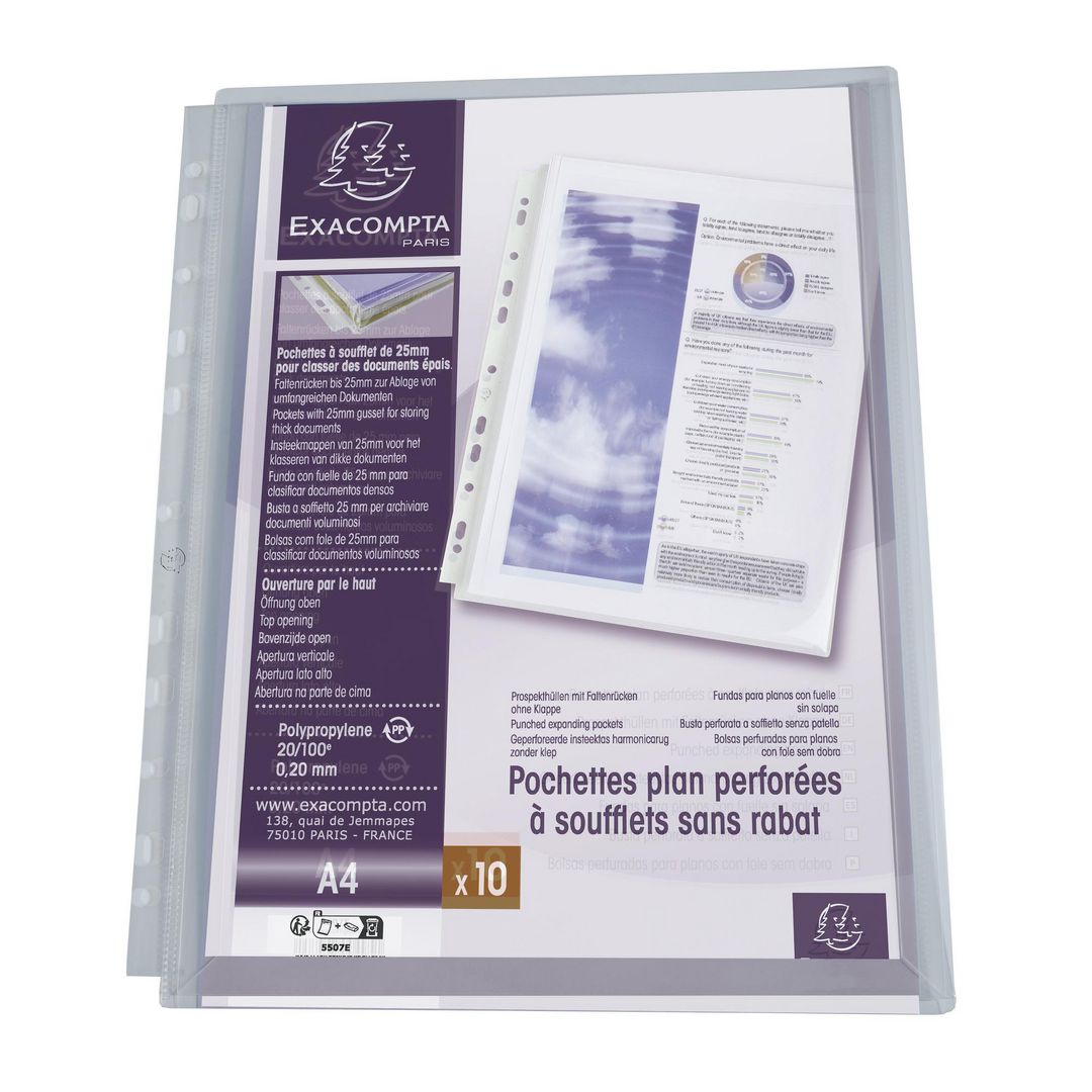 Plastlomme EXACOMPTA A4 eks topp - 10 stk